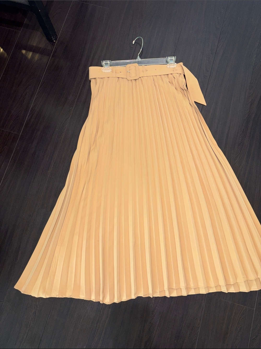 EXLURA Belted Pleated Midi Skirt - Camel/Tan Size Medium - Picture 6 of 6
